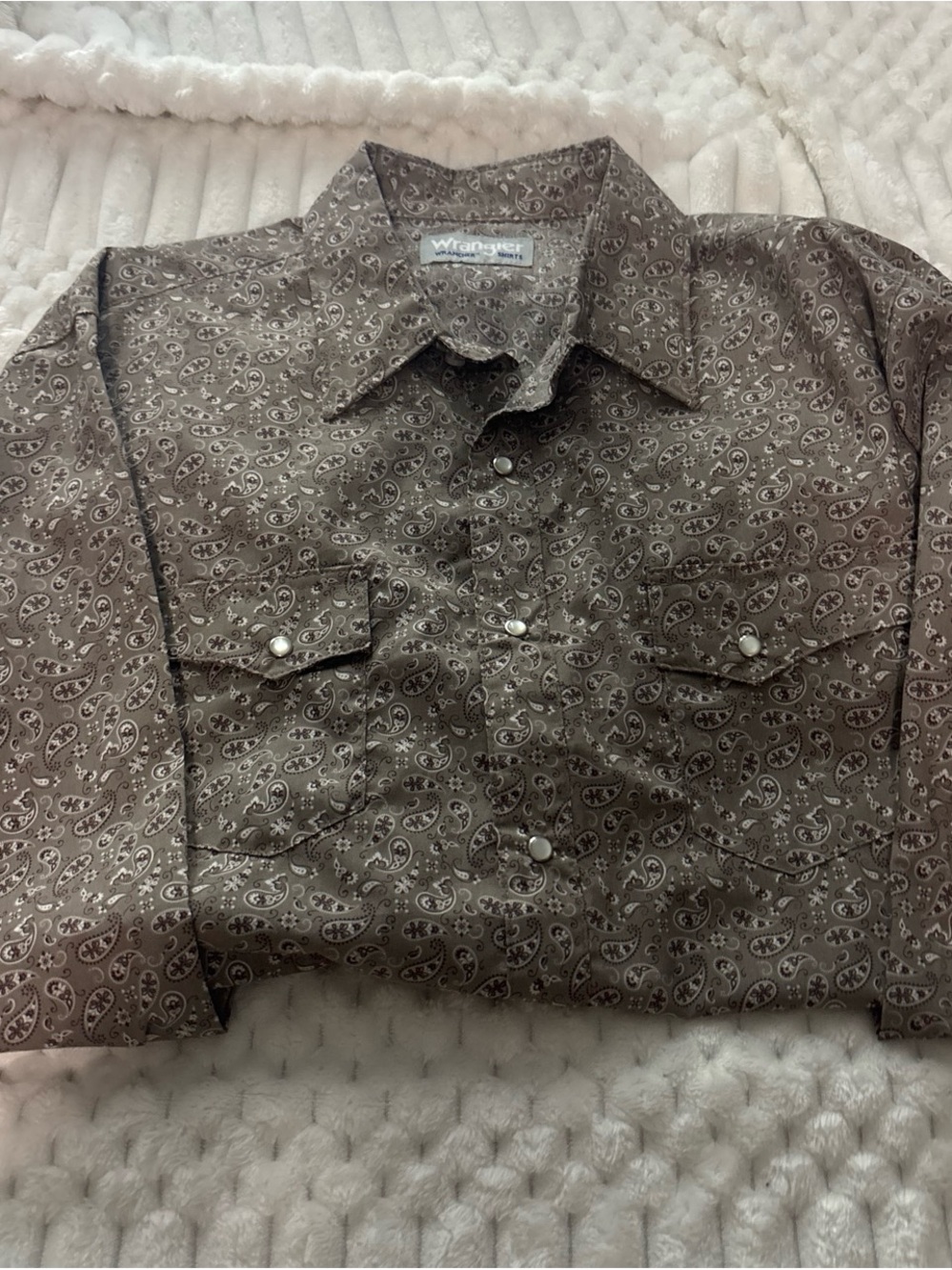 Wrangler Brown Paisley Button-Down Western Shirt
